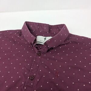Father Sons Men's L‎ Slim Fit Stretch Burgundy Circle Pattern Button Up Shirt